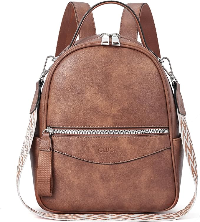 CLUCI Mini Backpack Purse for Women Fashion Leather Small Backpacks Ladies Shoulder Backpack Convertible Handbags Dark Brown