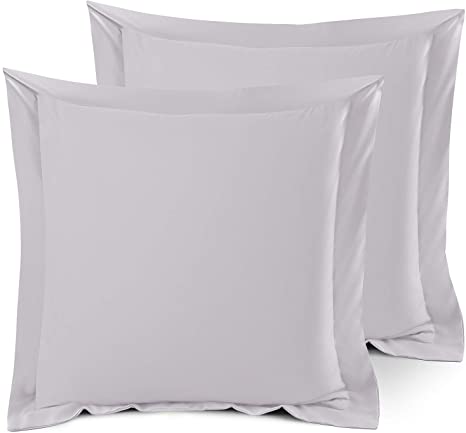 Nestl Bedding Soft Pillow Shams Set of 2 - Double Brushed Microfiber Hypoallergenic Pillow Covers - Hotel Style Premium Bed Pillow Cases, Euro 26"x26" - Gray Lavender