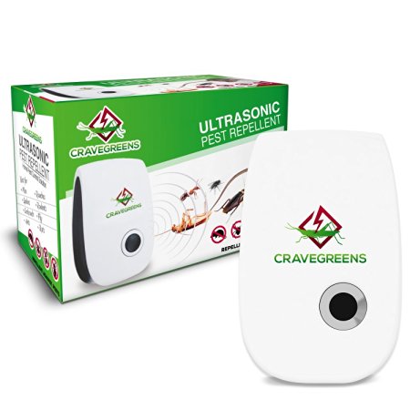 Cravegreens Pest Control Ultrasonic Repellent -Electronic Plug -In Repeller for Insects- Best Repellent for, Cockroach, Rodents, Flies, Roaches, Ants, Spiders, Fleas, Mice - White Color