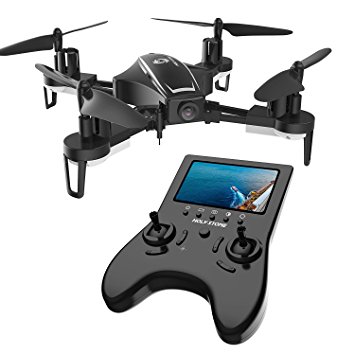 Holy Stone HS230 5.8G FPV RC Racing Drone with Camera 120° FOV 720P HD Live Video with LCD Screen, 28 mp/h High Speed and Headless Mode Wind Resistance Includes Modular Bonus Battery