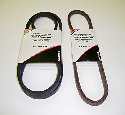 Set of 2, OEM Duplicate Belts Replaces Both Variable Speed Belts 754-04001 and 754-0241A (also 954-04001 and 954-0241A, 954-05040). Used On MTD, White, Wards, Cub Cadet, Troy Bilt, Bolens and other MTD Manufactured Mowers