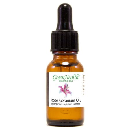 Rose Geranium - 1/3 fl oz (10 ml) Glass Bottle w/ Glass Dropper - 100% Pure Essential Oil - GreenHealth