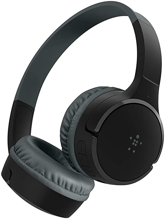 Belkin SoundForm Kids Wireless Headphones with Built in Microphone, On Ear Headsets Girls and Boys for Online Learning, School, Travel Compatible with iPhones, iPads, Galaxy and More - Black