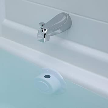 SlipX Solutions Bottomless Bath Overflow Drain Cover Adds Inches of Water to Tub for Warmer, Deeper Bath (4" Diameter) (White)