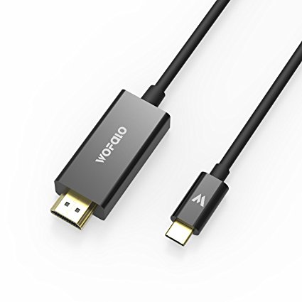 USB C to HDMI Cable (5.9ft/1.8m), Wofalo USB 3.1 Type C Male (Thunderbolt 3 Compatible) to HDMI Male 4K Adapter for New MacBook Pro 2016, Samsung Notebook 9,2015 MacBook, ChromeBook Pixel, Huawei MateBook