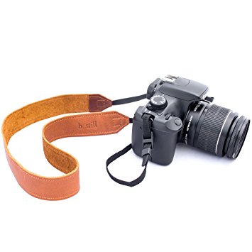 b.still Adjustable Leather Camera Strap with Nylon Webbing   FREE Lens Bag