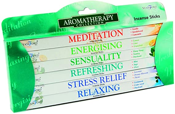 Stamford 37147 Aromatherapy Incense Pack, Multi-Fragrance, 6 Packs x 8 Sticks