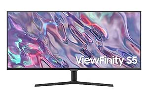 Samsung 34-inch(86.4cm) ViewFinity S5 Ultra WQHD, 100Hz, High Resolution Monitor, Bezel-less Design, HDR10, AMD Free Sync, Eye Care Mode (LS34C500GAWXXL, Black)