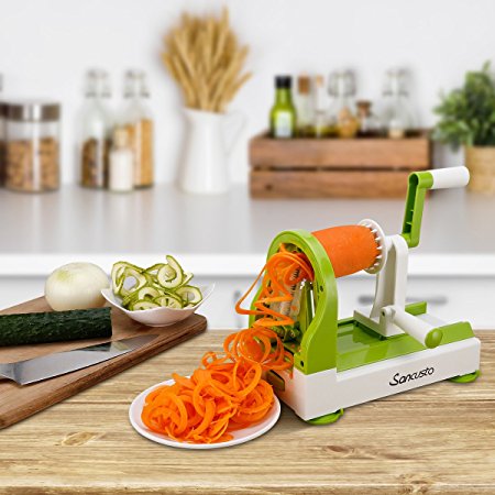 Spiralizer 4-Blade Vegetable Slicer, Sancusto Vegetable Cutter with Strong Stainless Steel, Vegetable Pasta Maker for Low Carb/Paleo/Gluten-Free Meals