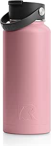 RTIC 32 oz Vacuum Insulated Bottle, Metal Stainless Steel Double Wall Insulation, BPA Free Reusable, Leak-Proof Thermos Flask for Water, Hot and Cold Drinks, Travel, Sports, Camping, Dusty Rose