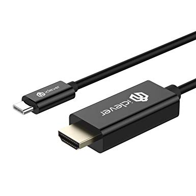 USB C to HDMI Cable, iClever 4K (4096x2160)@60Hz USB 3.1 Type C to HDMI Cable 6ft (Thunderbolt 3 Compatible) for Samsung S8/S8 , HUAWEI Mate 10, 2016/2015 MacBook and More