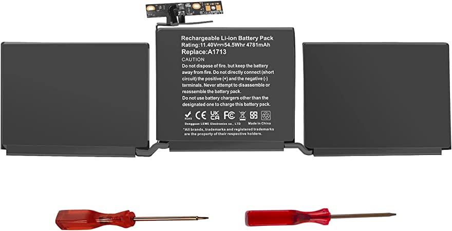 A1708 A1713 Battery Replacement for Apple MacBook Pro 13 inch (Late 2016 Mid 2017) EMC 2978 3164 MLL42CH/A MLUQ2CH/A MLUQ2LL/A MLUQ2CH/A MLUQ2FN/A MLUQ2J/A MLUQ2xx/A