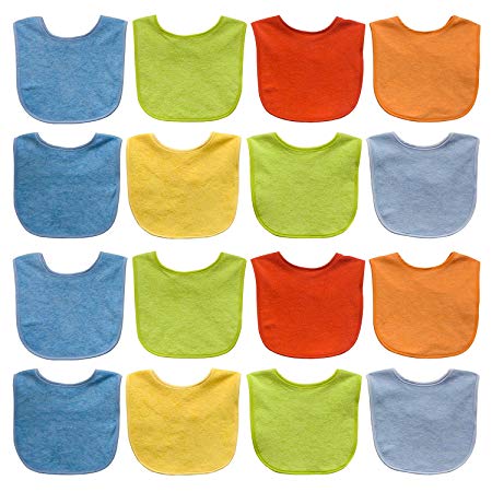 Neat Solutions Solid Colored Terry Feeder Bibs Boy, Multi, 16 Count