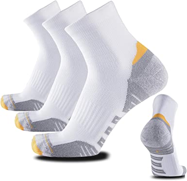 SOLAX Men'S Coolmax Cotton Athletic Sport Quarter Crew Hiking & Running socks 3 pairs