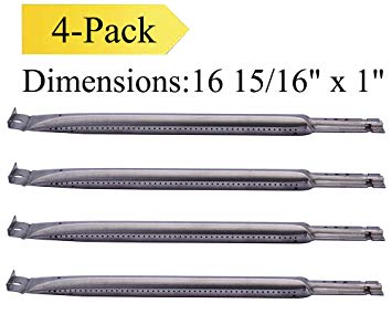 Votenli S1564A (4-pack) replacement Pipe Burner for Char Broil, Charmglow, Costco Kirkland, Grand Isle, Jenn Air, Kenmore Sears, K Mart, Member's Mark, Nexgrill, Perfect Flame By Lowes (16 15/16 x 1)