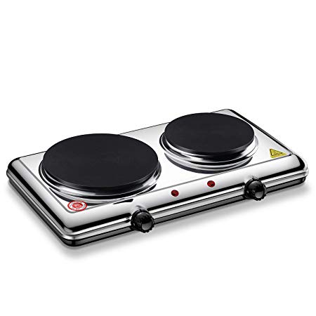 Homeleader Hot Plate for Cooking Electric, Double Burner with Adjustable Temperature Control, 2200W