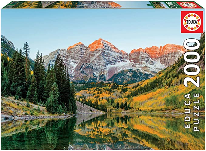 Educa - Maroon Bells, USA - 2000 Piece Jigsaw Puzzle - Puzzle Glue Included - Completed Image Measures 37.75" x 26.75" - Ages 14  (19279)