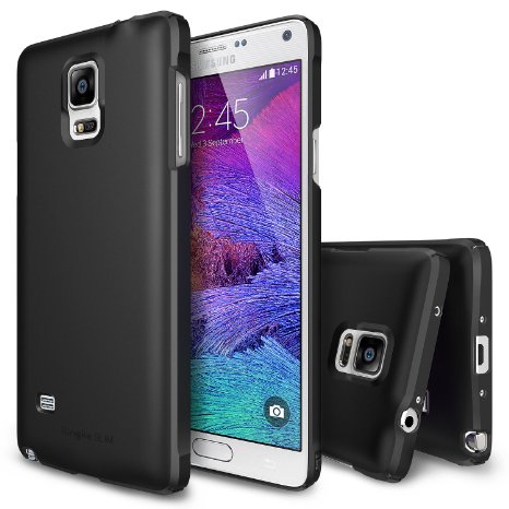 Galaxy Note 4 Case - Ringke SLIM Case Free HD FilmAll Around ProtectionSF BLACK Premium Dual Coated Hard Case Cover for Samsung Galaxy Note 4 - ECO Package