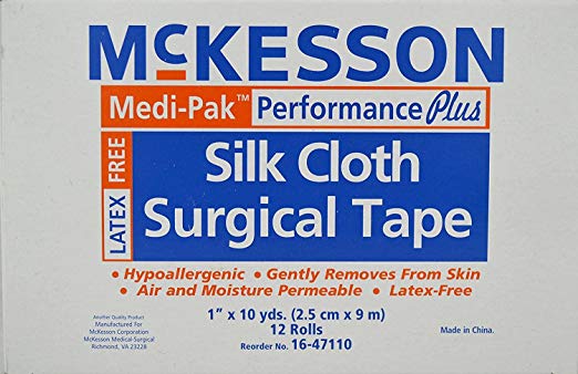 McKesson 16-47110 Silk Cloth Surgical Tape, White 1 Inch X 10 Yard - 12 Per Box