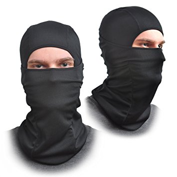 [2 Pack] Balaclava Face Mask - One Size Fits All Elastic Fabric - Protects From Wind, Sun, Dust - Ideal for Motorcycle, Face Mask for Ski, Cycling, Running or Hiking - Summer or Winter Gear