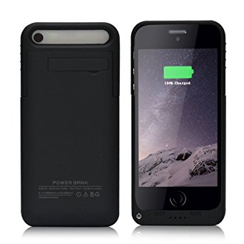 Tomameri iPhone 5 / 5S Battery Case 2500mAh Extended Charger Case External Protective Rechargeable Spare Back Up Battery Case Power Bank with Lightning Charging Port and Kick Stand (Black)