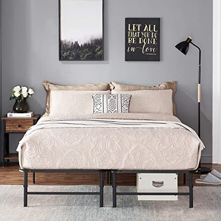 VECELO Metal Foldable Platform Bed Frame, No Box Spring Needed/Quiet Noise Free/Easy Assembly,Full