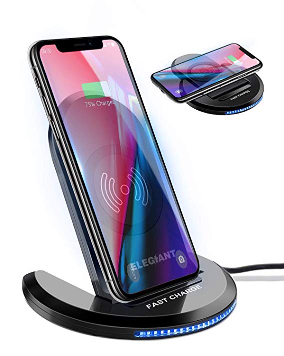 ELEGIANT Fast Wireless Charger, 10W Charger Wireless Fast Charging Station Foldable Charging Pad Suit for Samsung Galaxy S9 / Note 9 / S8 / S7, iPhone XS / Max / 8 / iPhone X Qi-capable Devices