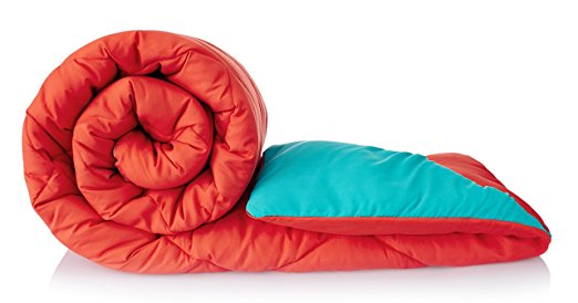 Solimo Microfibre Reversible Comforter, Single (Ruby Red & Aqua Blue, 200 GSM)