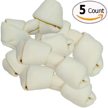 Gpet Rawhide Dog Bones 4-5 Inch Totally Natural Food 5 Count Bag Sold in Bulk, Used Like Toys Chewers for Small and Large Pets Also Helps Aggressive Control in Usa Made for Your Puppy