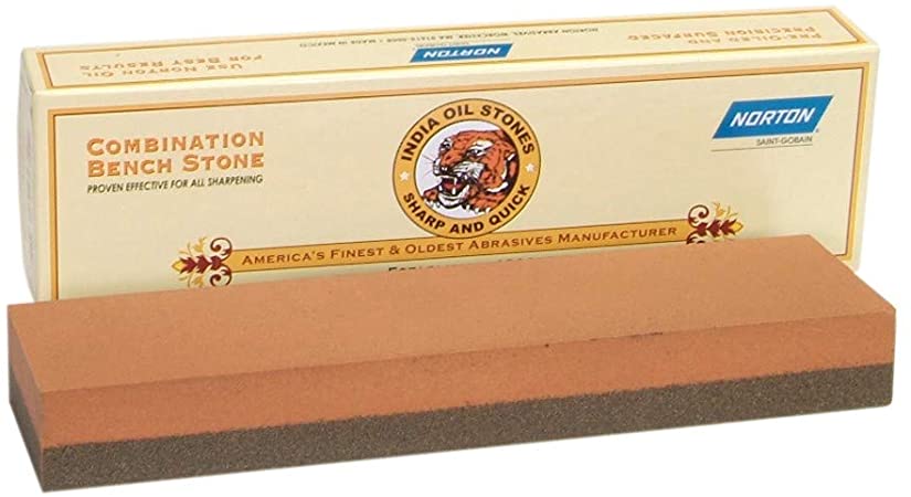 Norton Abrasives - St. Gobain 614636855653 IB8 1-by-2-by-8-Inch Fine/Coarse India Combination Oilstone, Red, One Size