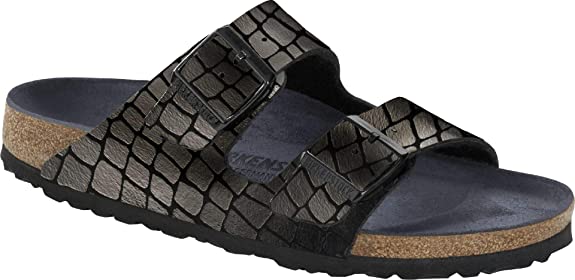 Birkenstock Arizona Unisex Leather Sandal GG Black Birko-Flor, 41 EU N