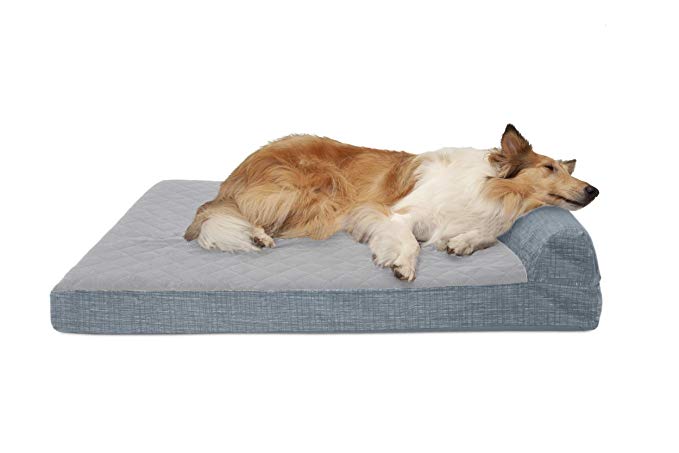 FurHaven Pet Dog Bed | Memory Foam Corduroy Chaise Faux Fleece & Corduroy Lounge Pet Bed for Dogs & Cats
