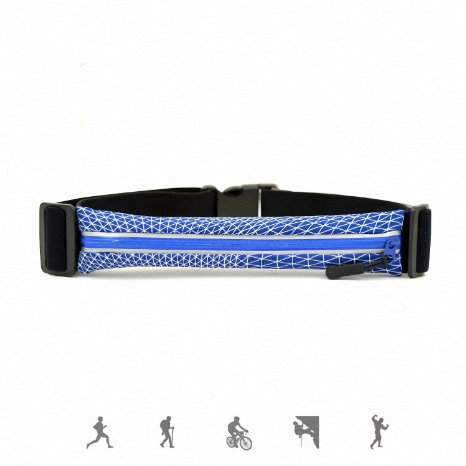 Running Belt For Men Woman, Fitter's Niche Sport Fitness Workout Running Belt, Water Resistant, Comfortable Adjustable Reflective Strip, Fits iPhone 6 Plus, Ocean Blue