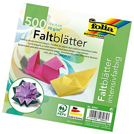 Global Art Folia 6-Inch by 6-Inch Origami Paper, 10 Colors, 500-Pack