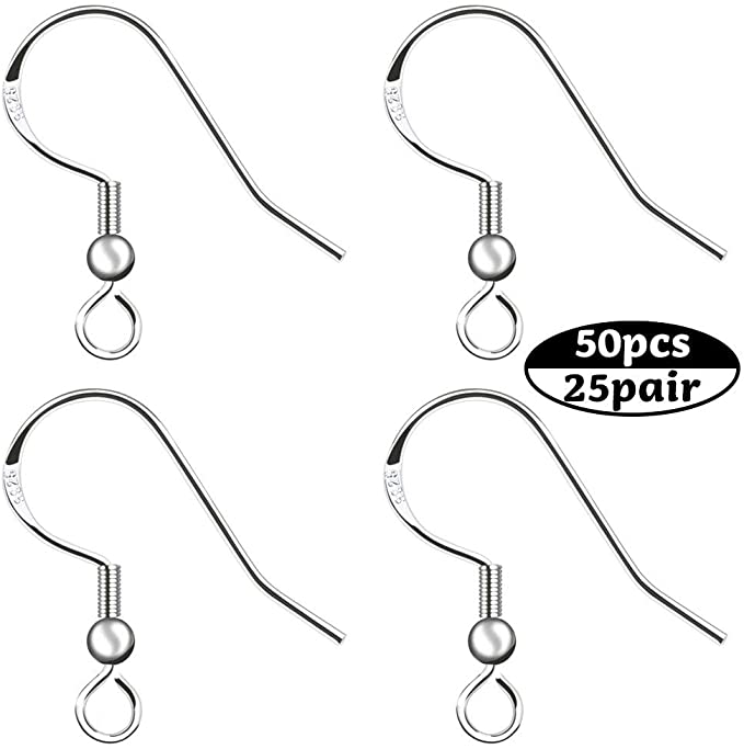 Earring Hooks 925 Sterling Silver Earring Fish Hooks for Jewelry Making DIY (1)