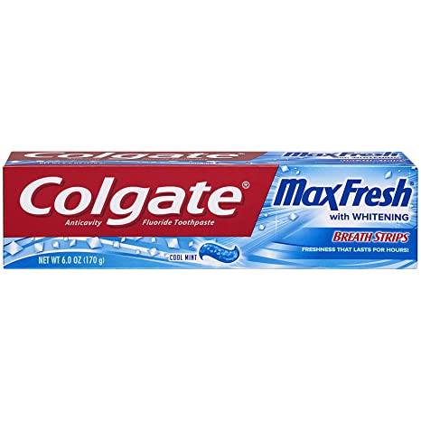 Colgate Max Fresh Toothpaste with Mini Breath Strips, Cool Mint - 6 Ounce