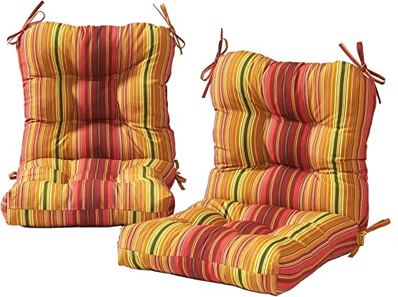 Greendale Home Fashions AZ6815S2-KINNIBARI Cinnamon Stripe Outdoor Chair Cushion (Set of 2)