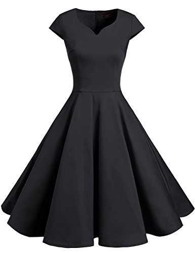 DRESSTELLS Retro 1950s Cocktail Dresses Vintage Swing Dress with Cap-sleeves