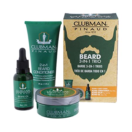Clubman Pinaud Beard Kit, includes Beard Conditioner, Beard Balm and Beard Oil
