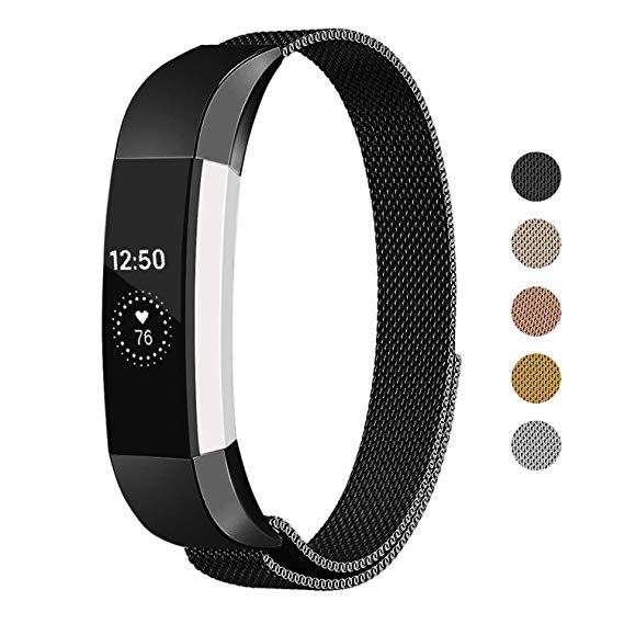 Keasy Replacement Metal Bands Compatible for Fitbit Alta and Fitbit Alta HR, Stainless Steel Magnet Replacement Band for Women Men