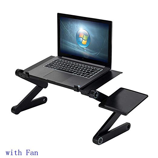 Folding Laptop Table Computer Stand for Bed, Portable Lap Desk Breakfast Tray for Sofa Couch Floor, Height Adjustable Tablet Reading Drawing Table, Standing Desk Computer Riser, Outdoor Camping Table