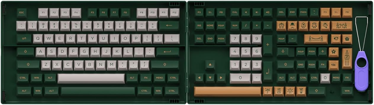 Akko PBT Double-Shot Keycap Set World Tour London 198-Key ASA Profile Keyboard Keycaps for Mechanical Keyboards with Collection Box