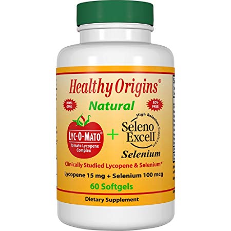 Healthy Origins LYC-O-Mato Plus Seleno Excel Gels, 15 Mg, 100 Mcg, 60 Count