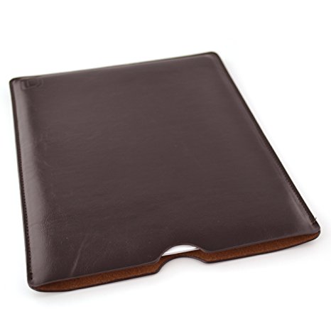 Synthetic Leather iPad Sleeve by Dockem; for iPad 1/2/3/4 and iPad Air or iPad Pro with Smart Cover; Slim, Simple, Professional Executive Case, Microfiber Lined Dark Brown Tablet Pouch Cover