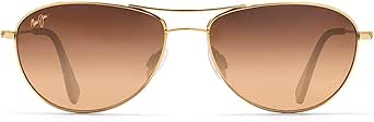 Maui Jim Men's and Women's Baby Beach Polarized Aviator Sunglasses, Gold/HCL® Bronze, Small