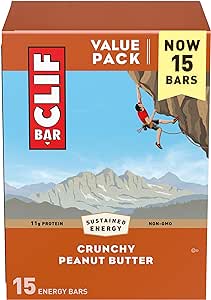 CLIF BAR - Crunchy Peanut Butter - Made with Organic Oats - 11g Protein - Non-GMO - Plant Based - Energy Bars - 2.4 oz. (15 Pack)