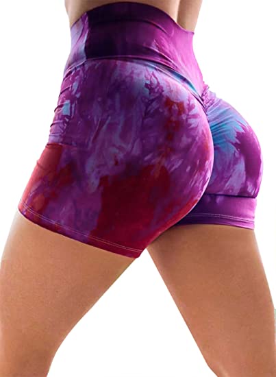 FARYSAYS Women's High Waisted Tummy Control Athletic Yoga Shorts Ruched Butt Lifting Workout Running Short