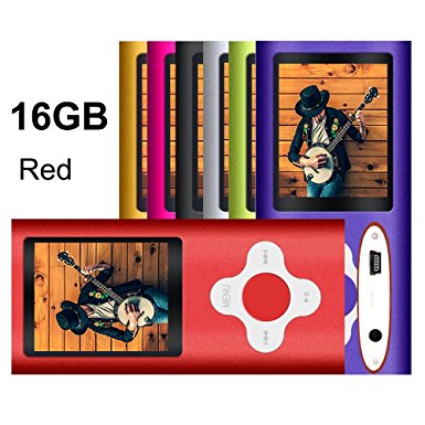 G.G.Martinsen Plum Button 1.78 LCD Screen MP3/MP4 16 GB Portable MP3Player , MP4 Player , Video Player , Music Player , Media Player , Audio Player ,Music Movie Video Player Recorder-Red