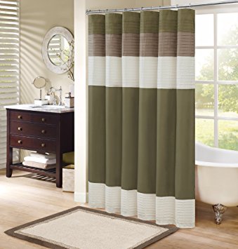 Comfort Spaces –Windsor Shower Curtain – Khaki - Brown – Panel Design - 72x72 inches