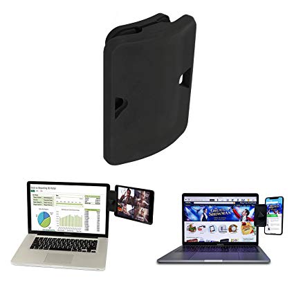 Side Mount Clip for Dual Monitor Dual Display iPad Monitor Mount and Tablet Stand Mount for Your Laptop, Instant Second Display Compatible with Most Laptops - Black (1 Pack)